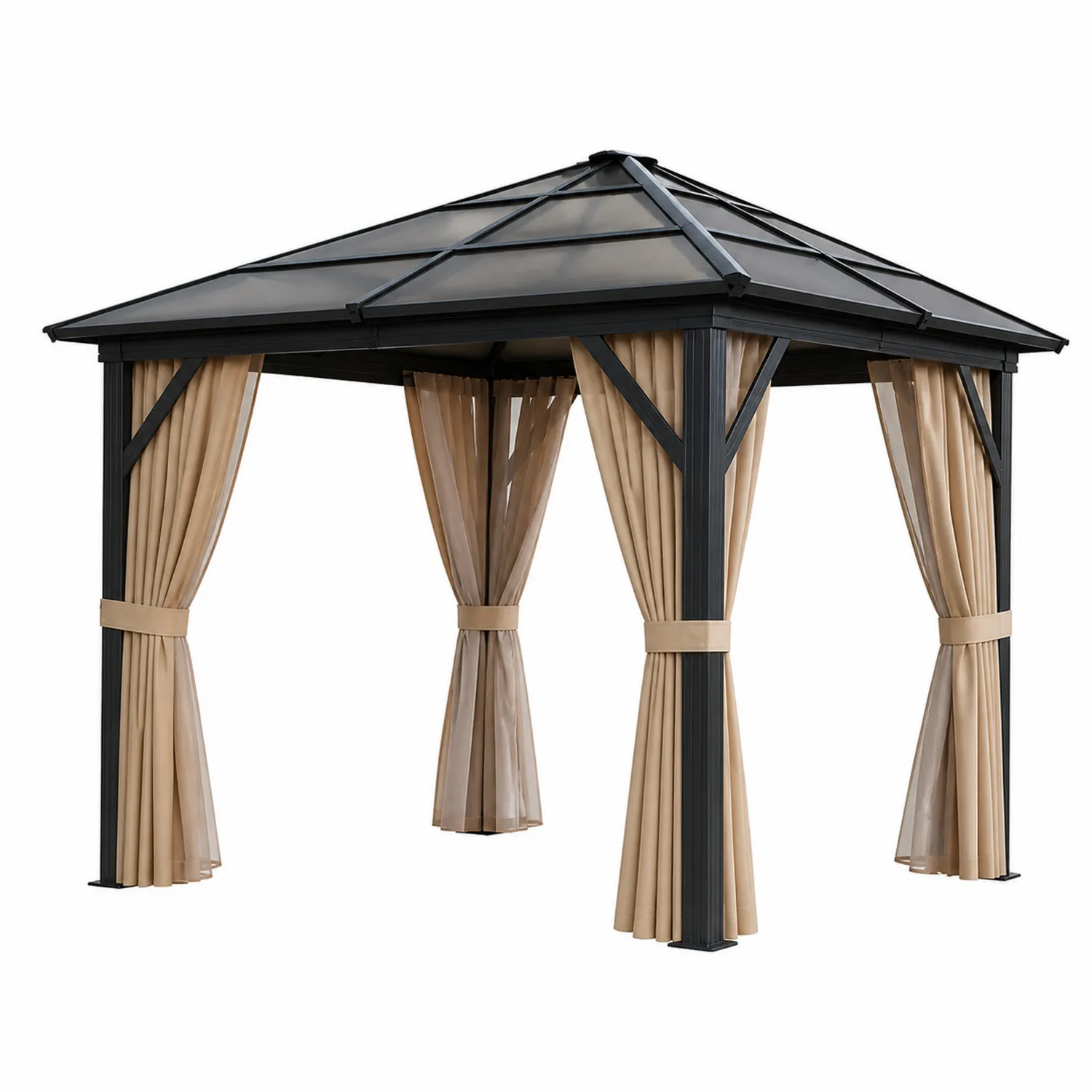 Gazebo in Alluminio 3x3 m con Tetto in Policarbonato