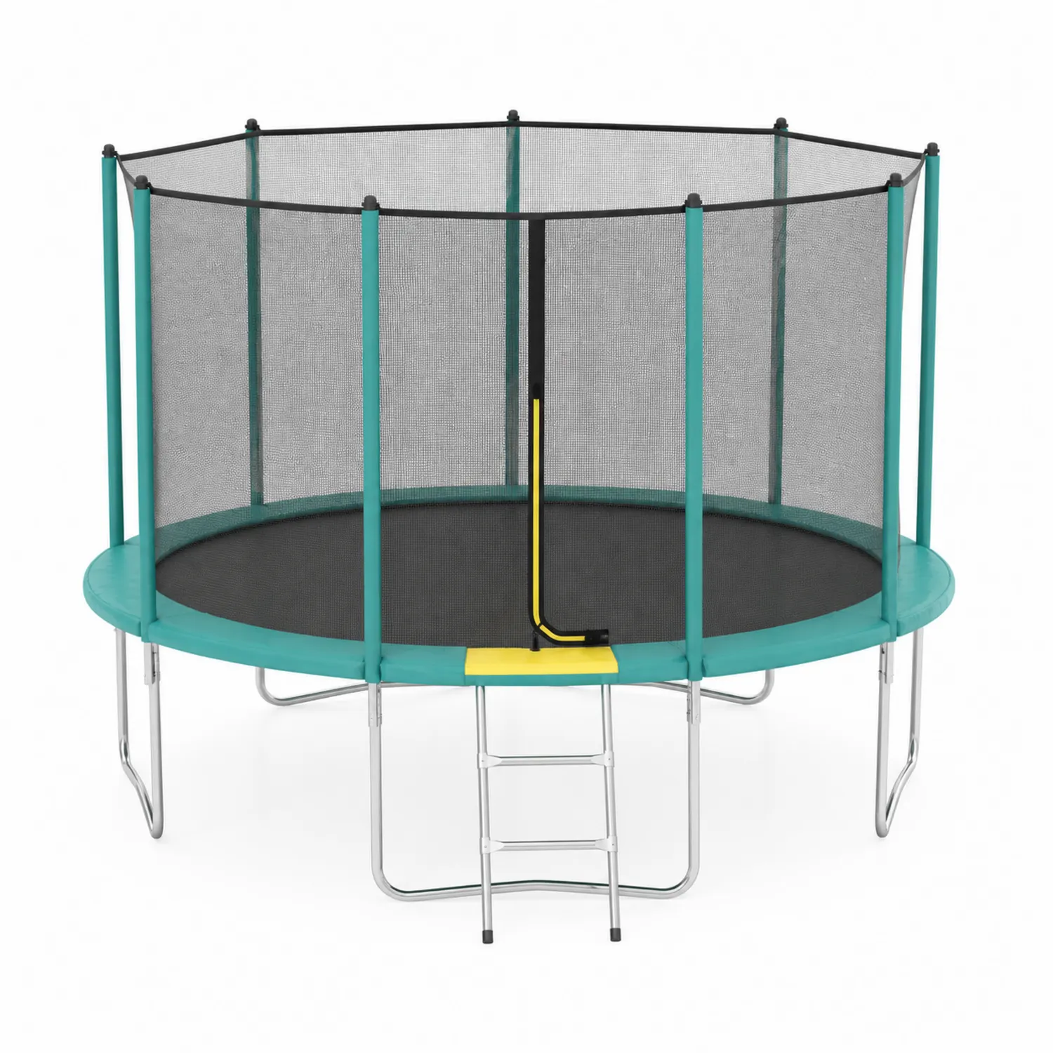 Trampolino in Acciaio con Rete di Sicurezza e Scala Verde/Nero