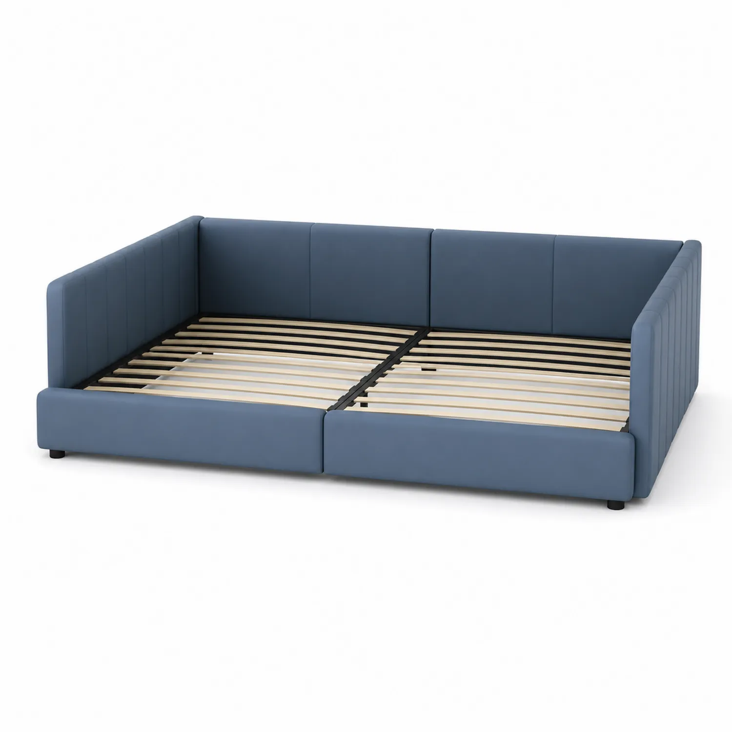 Letto Divano Angolare in Similpelle Blu 200x140 cm