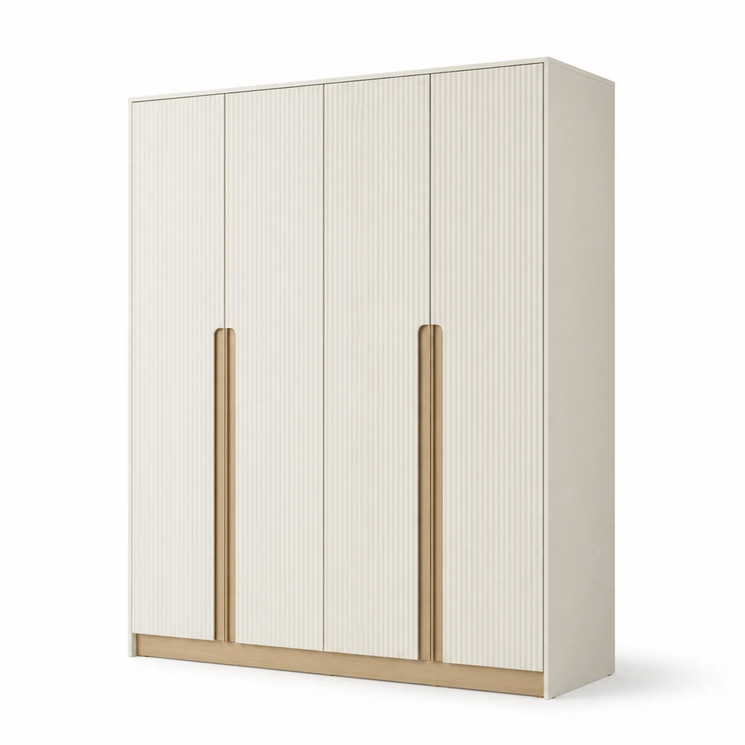 Armadio a 4 Ante in MDF e Legno Bianco-Naturale 200x60x220 cm