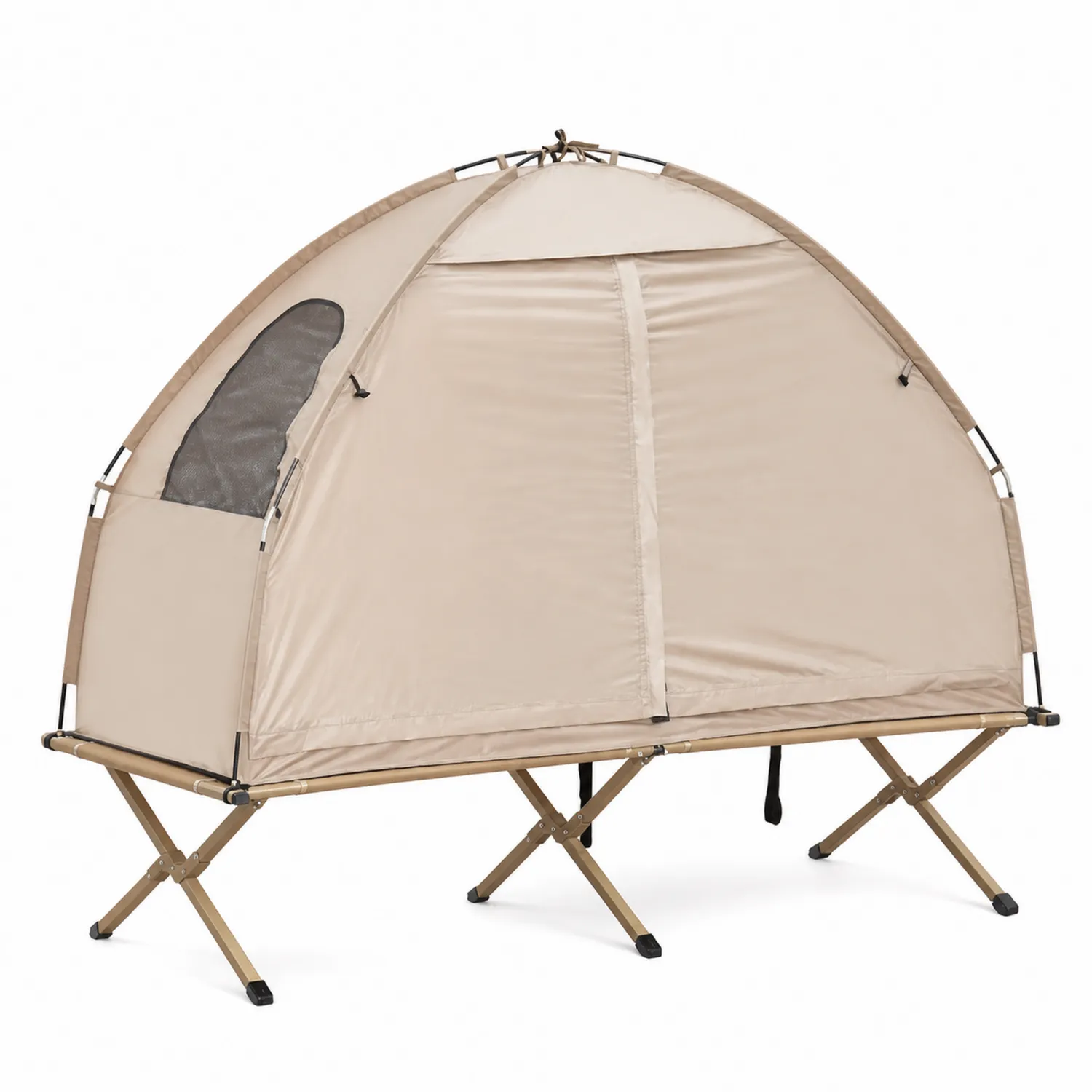 Tenda da Campeggio con Lettino in Poliestere e Alluminio Beige