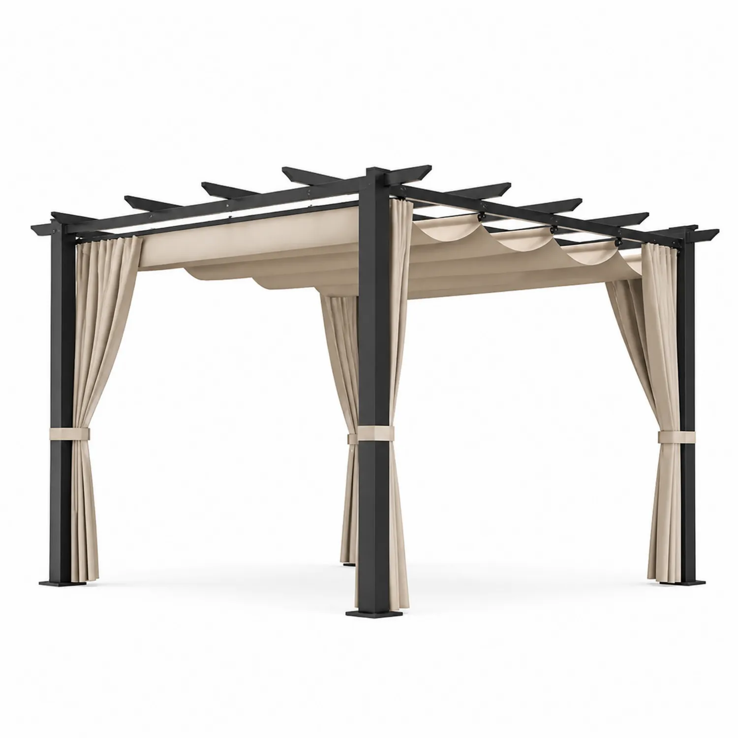 Pergola Rettangolare in Alluminio con Tenda in Poliestere 300x400 cm