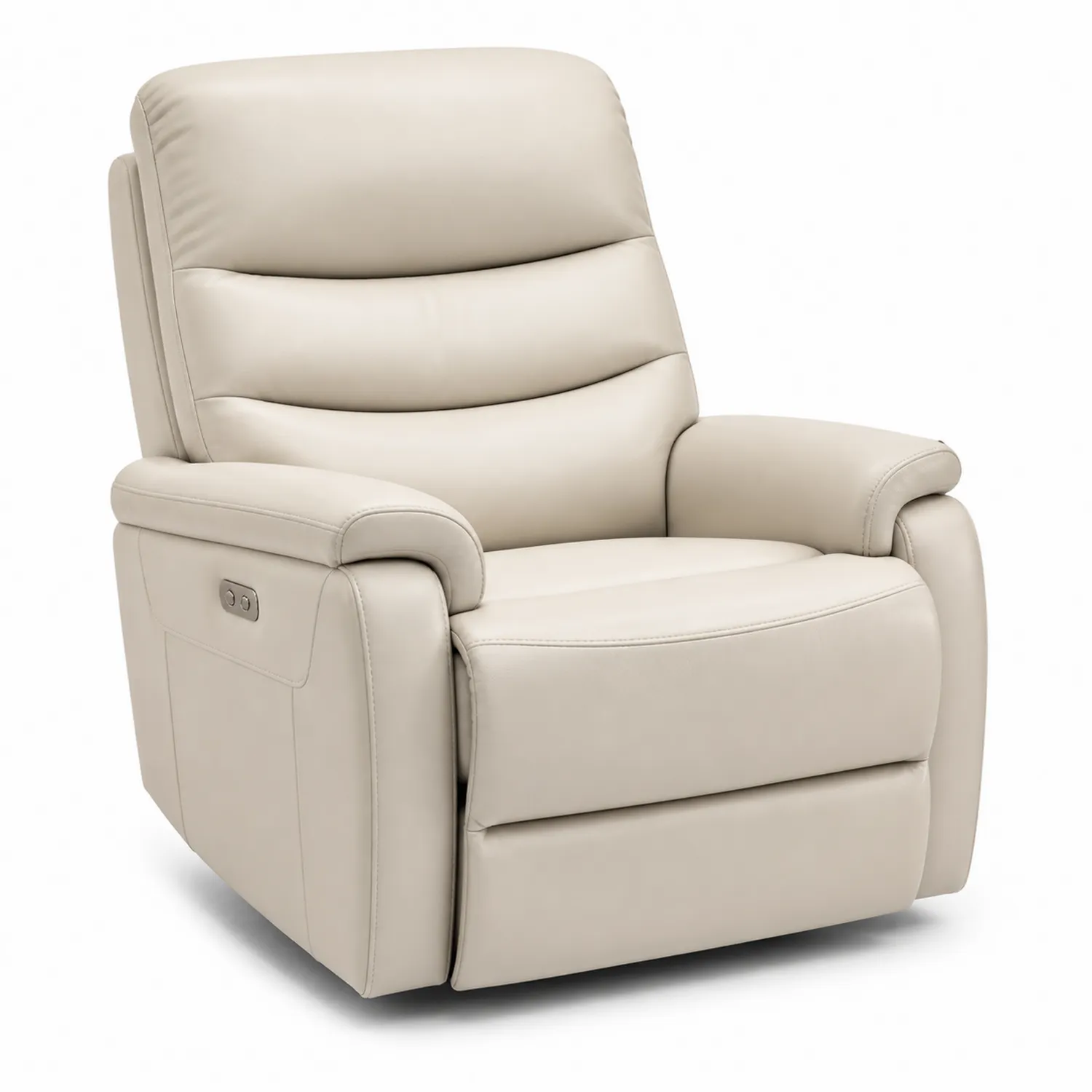 Poltrona in Pelle Beige con Funzione Reclinabile Elettrica