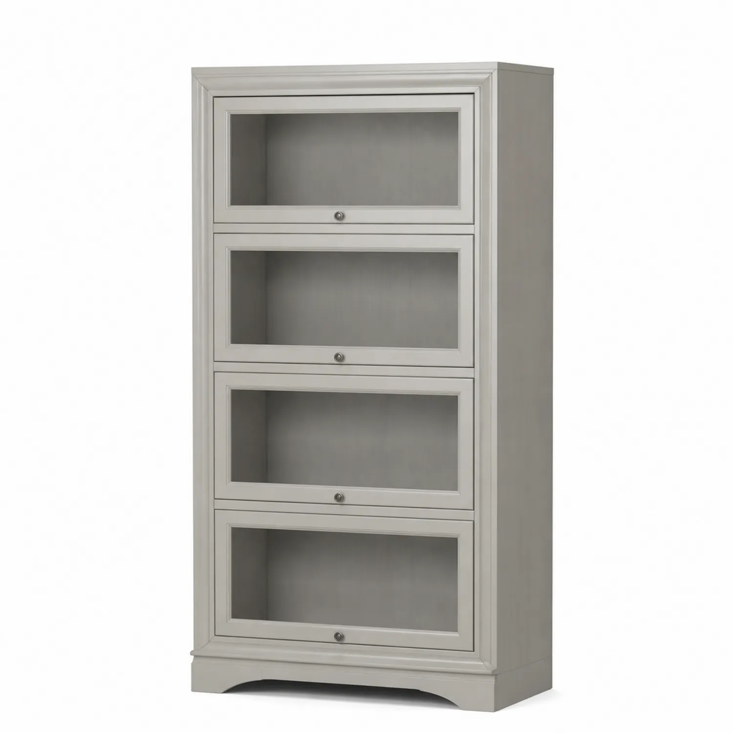 Libreria a 4 Ripiani in Legno Grigio con Ante in Vetro Temperato