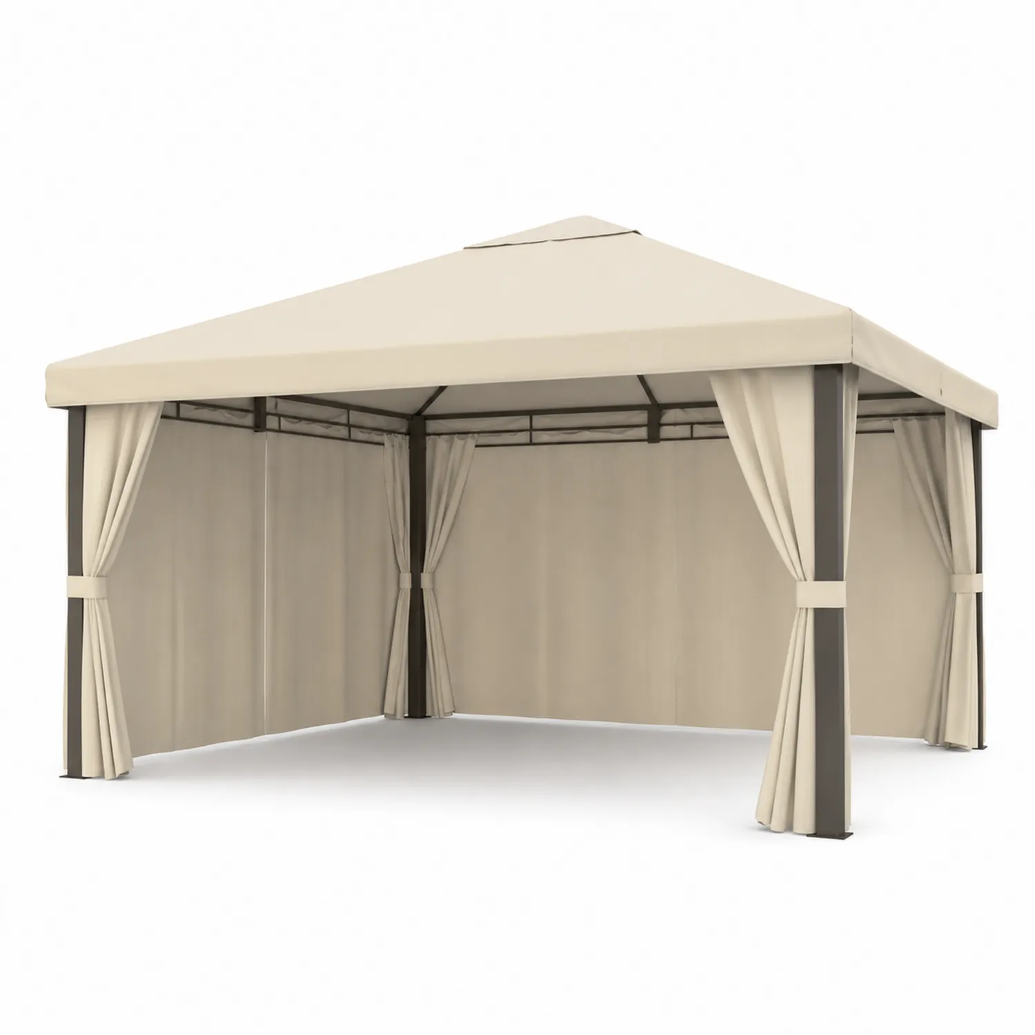 Gazebo da Giardino in Acciaio e Poliestere 3x3 m Beige