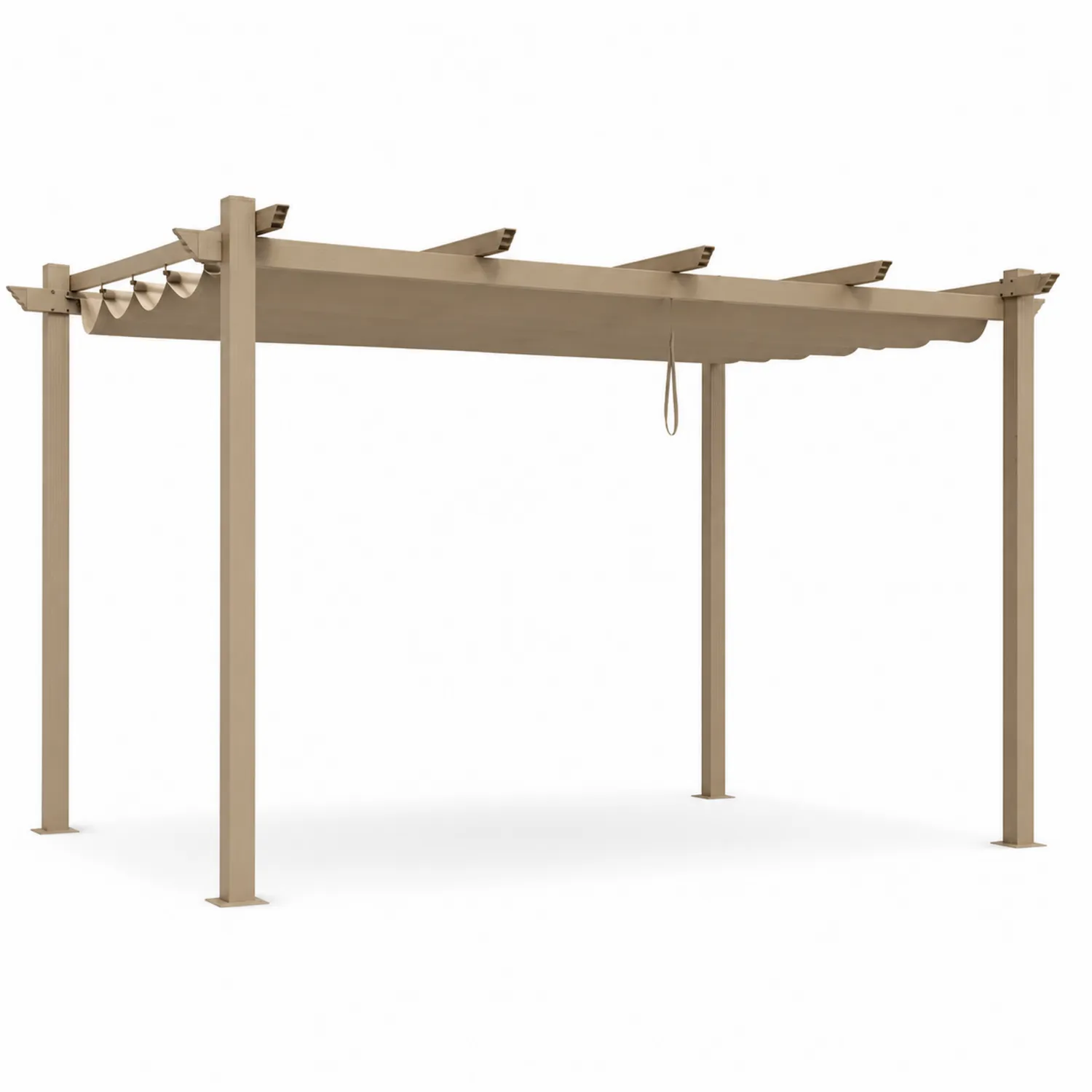 Pergola in Metallo con Tettuccio Scorrevole 400x300x225 cm Sabbia