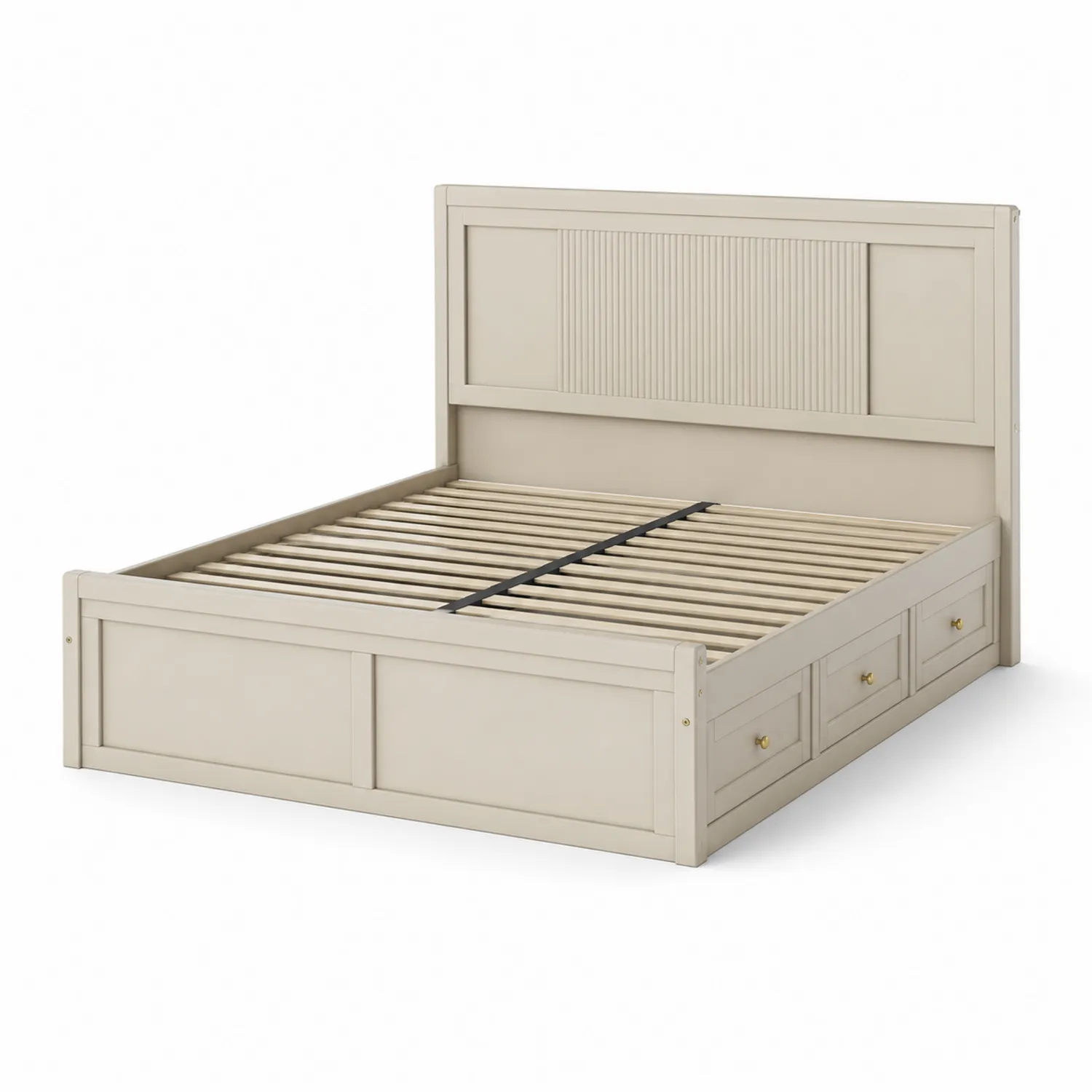 Letto Contenitore in Legno Beige 200x160 cm