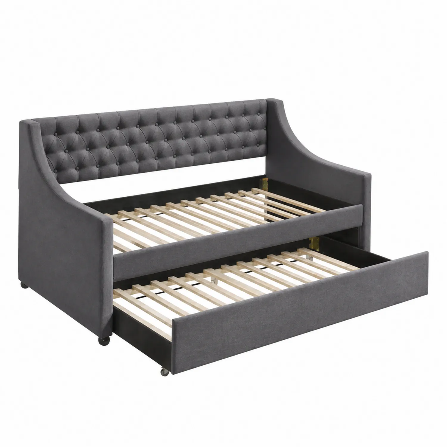 Divano Letto con Letto Estraibile in Tessuto Grigio