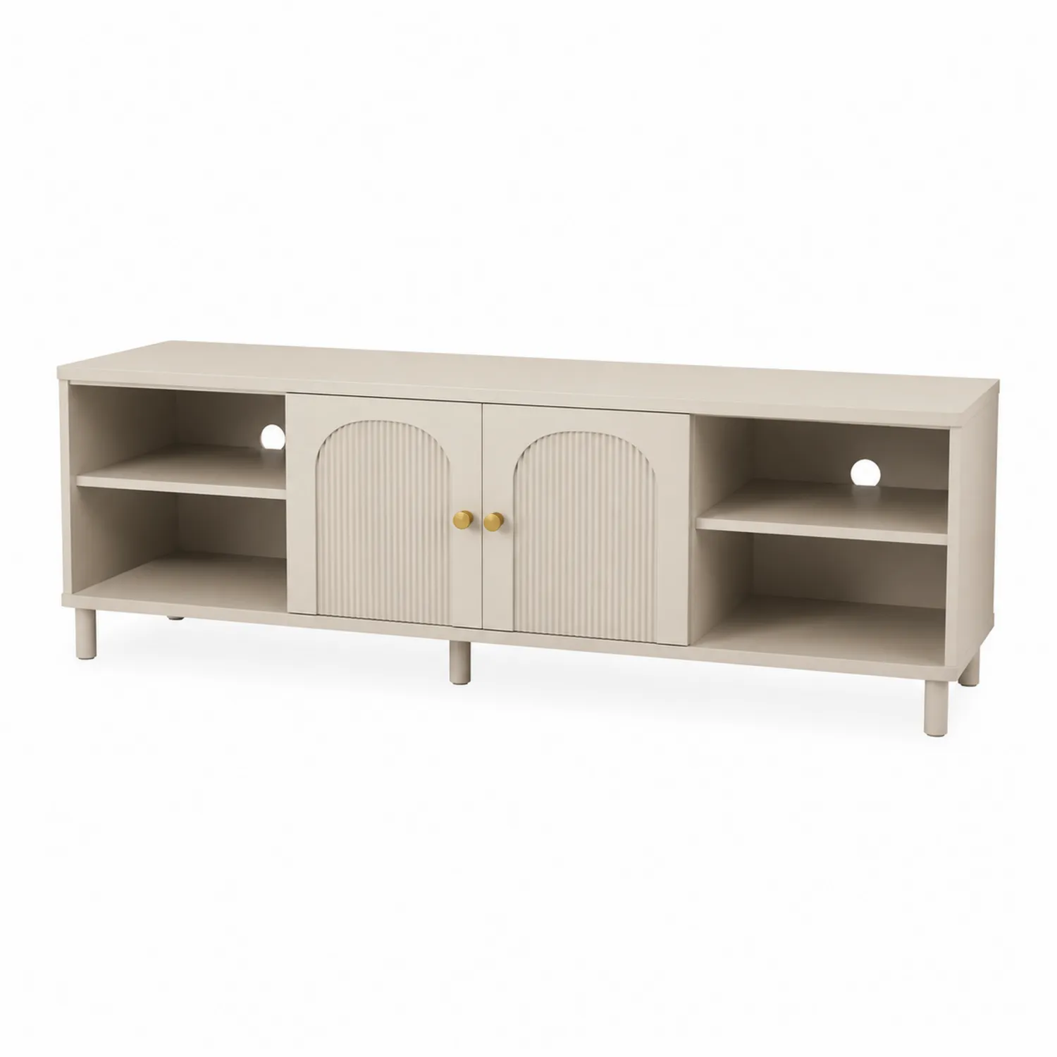 Mobile TV in legno MDF con ante e mensole Beige 150cm