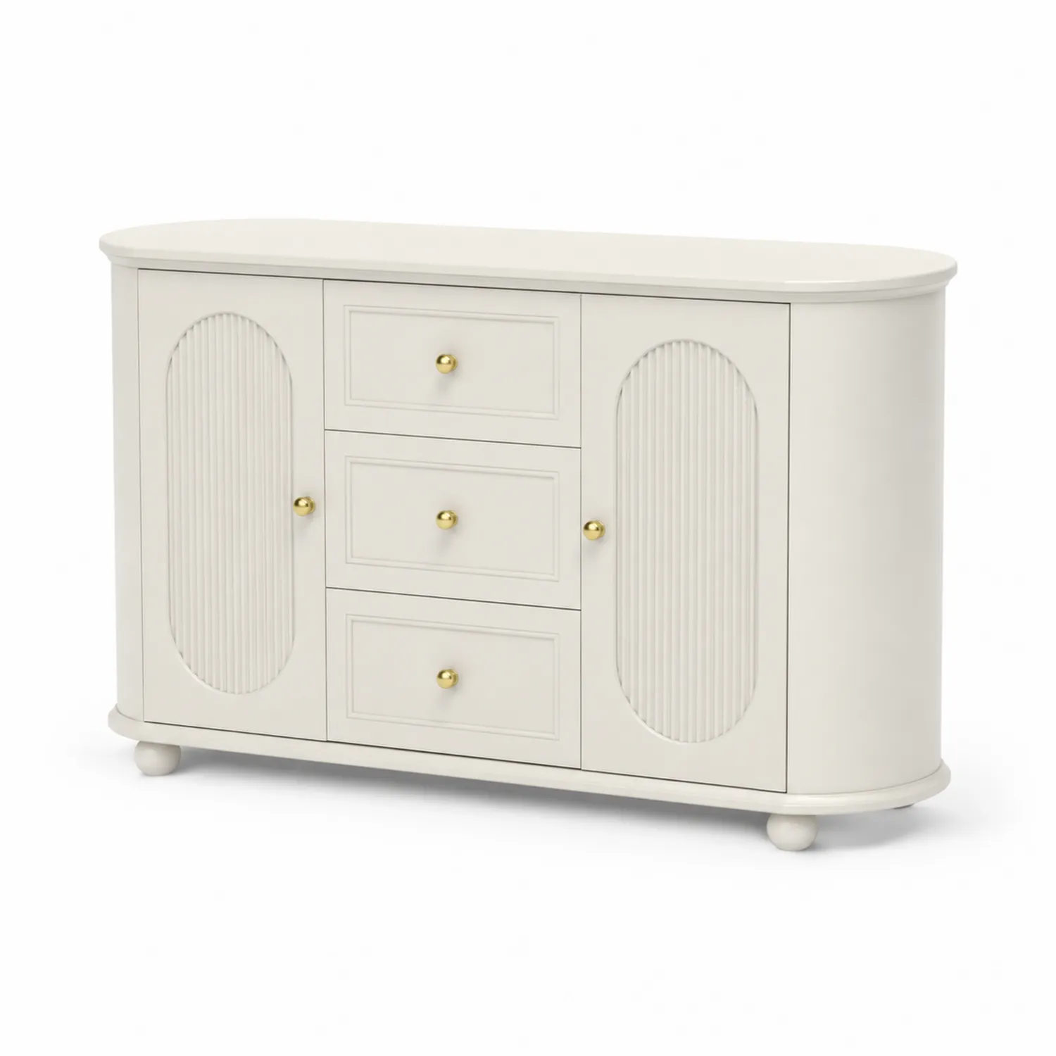 Credenza in Legno MDF con Maniglie in Ottone Bianco