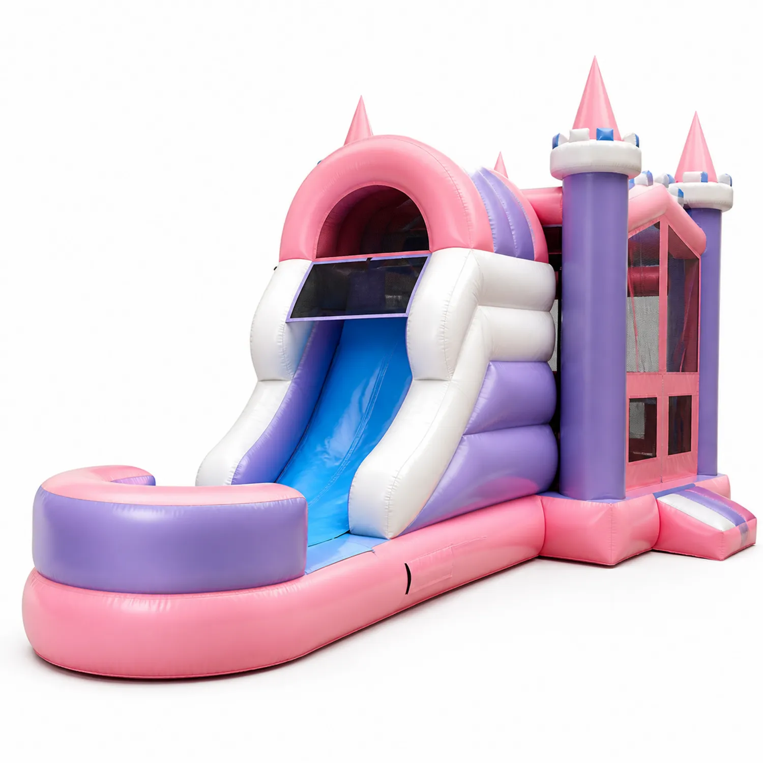 Castello Gonfiabile per Bambini in PVC Rosa Viola Bianco 500x250x250 cm