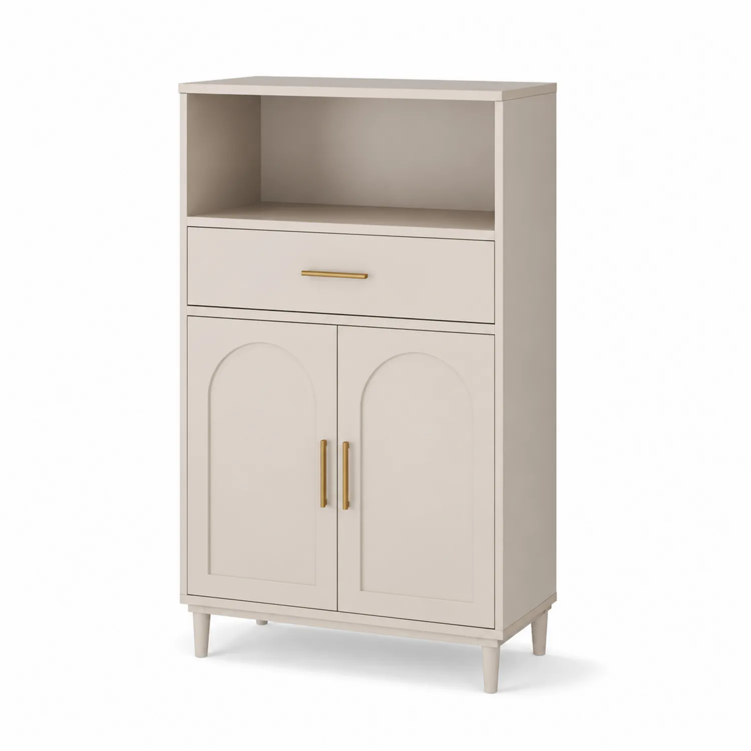 Credenza Beige con Cassetto e Due Ante in MDF 80x40x120 cm