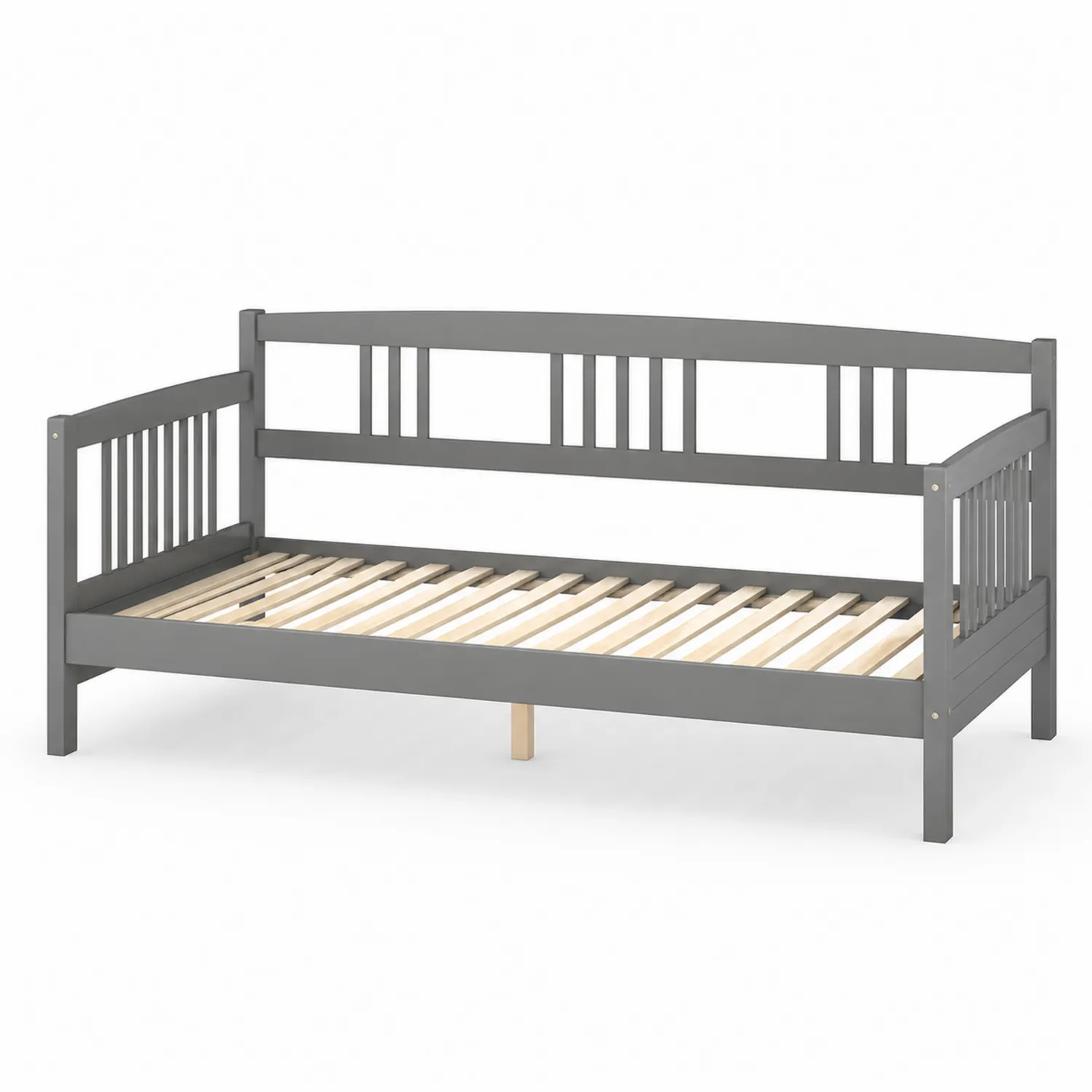 Letto singolo in legno massello grigio 200x90 cm