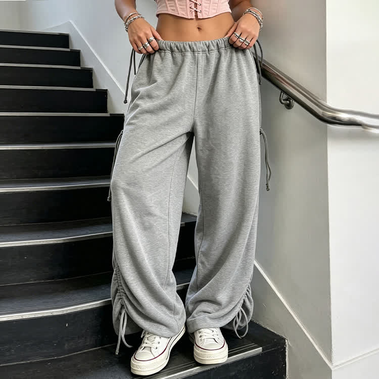 Soid Over Loose Fit With Drawstring Waist And Cuffs Pants - image 8