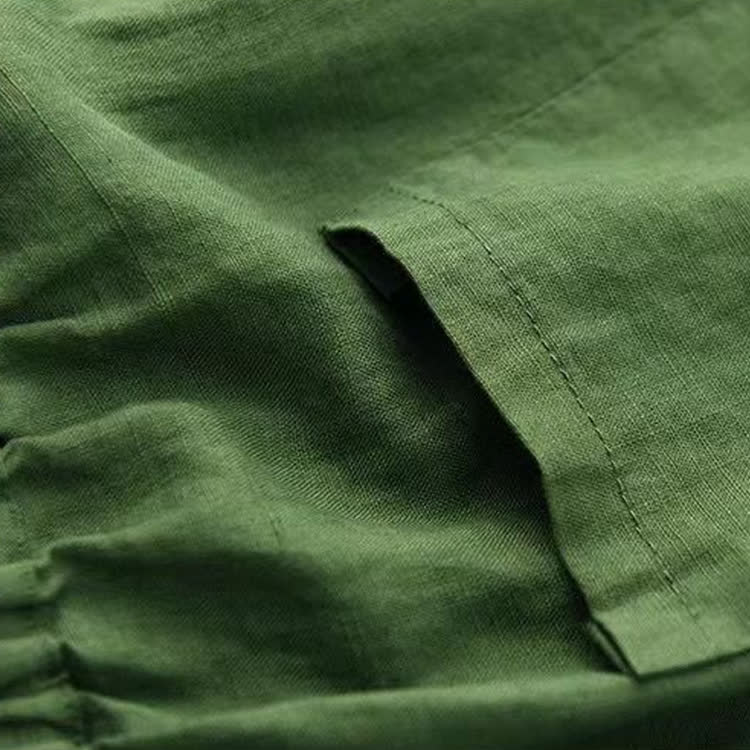 Cozy Solid Texture Lace Splicing Large Pockets Short Pants  - image 13
