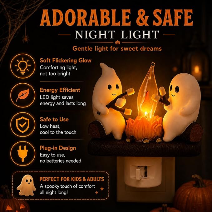 Halloween Ghost Spooky Campfire Flickering Nightlight