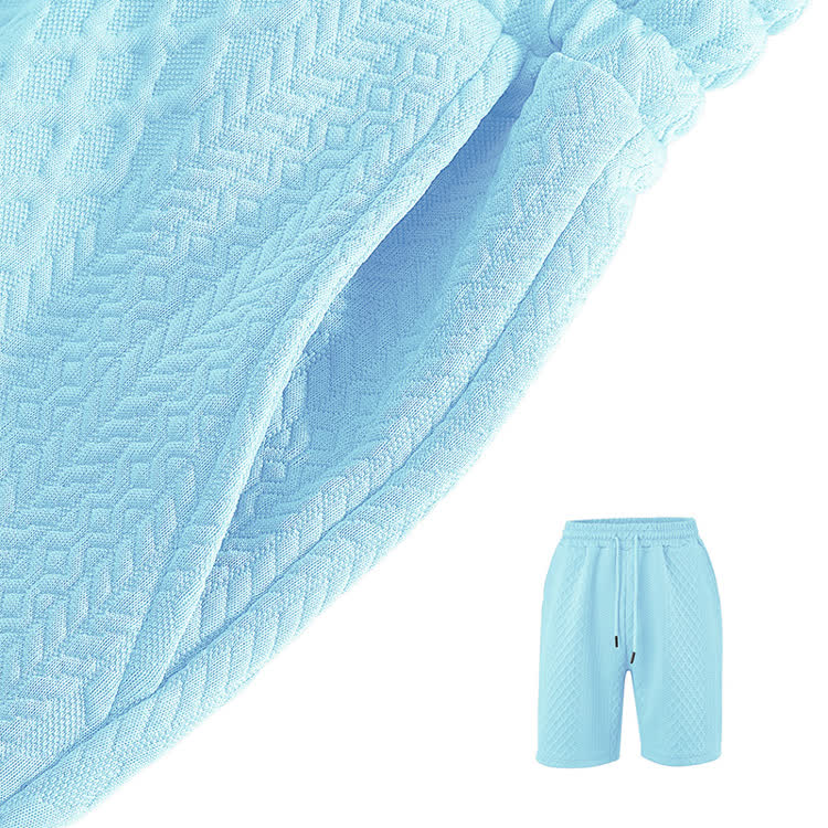 Solid texture Short-sleeve Polo Shirt & Shorts 2-piece Set - image 24