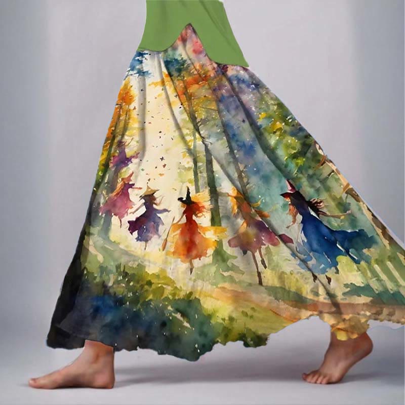 Women's Fantasy Oil Painting Forest Princess Art Print Skirt - Multicolor - 5XL - image 1