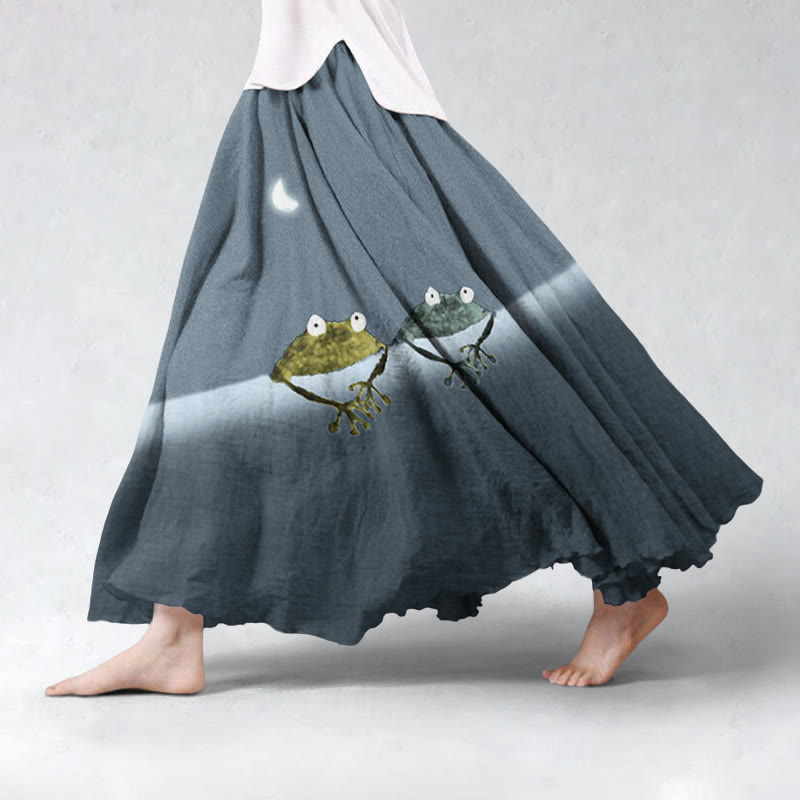 Simple Frog Color Block Skirt - Blue - 5XL - image 2