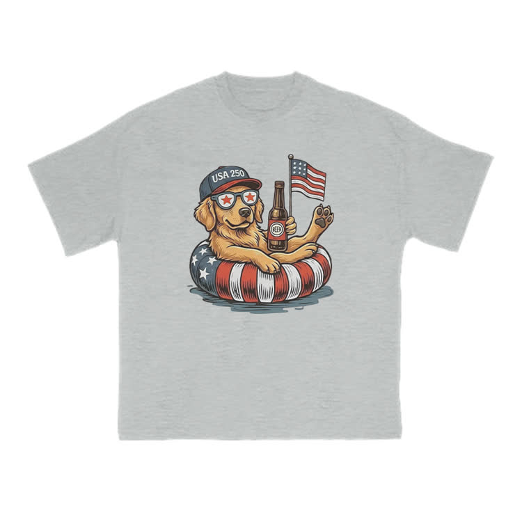 Vintage Patriotic Dog Graphic Crewneck T Shirt - Grey - US16-18(2XL) - image 14