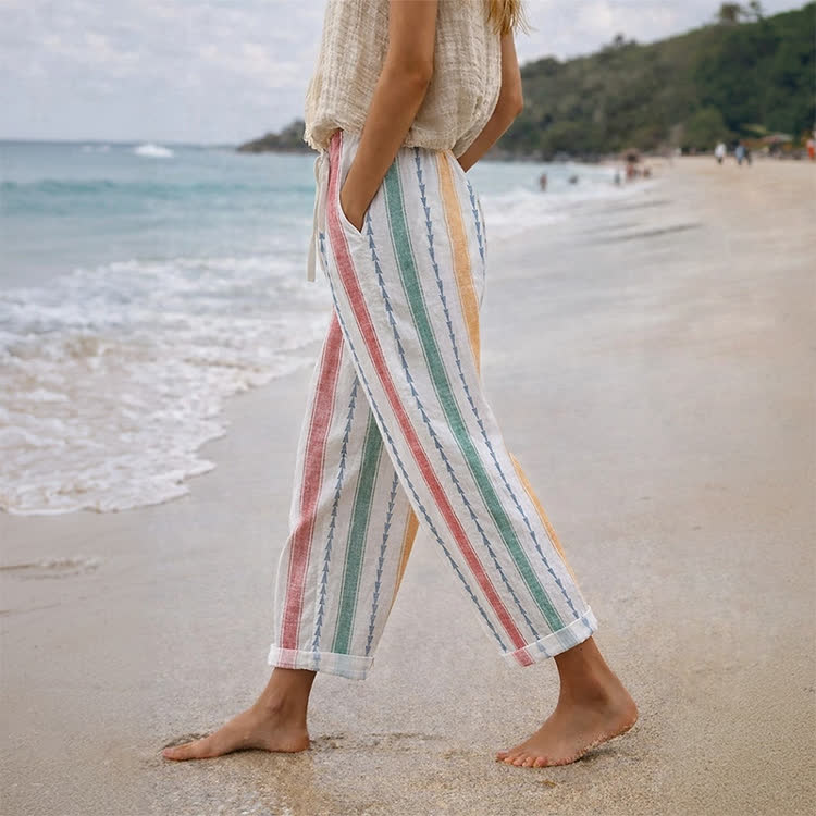 Minimalist Colorful Arrow Stripes Pattern Print Casual Pocket Pants  - Light Green - US 20 (5XL) - image 1