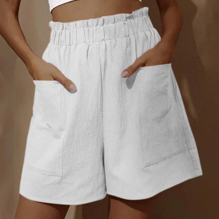 Cozy Solid Large Pocket Short Pants  - White - 3XL - image 2