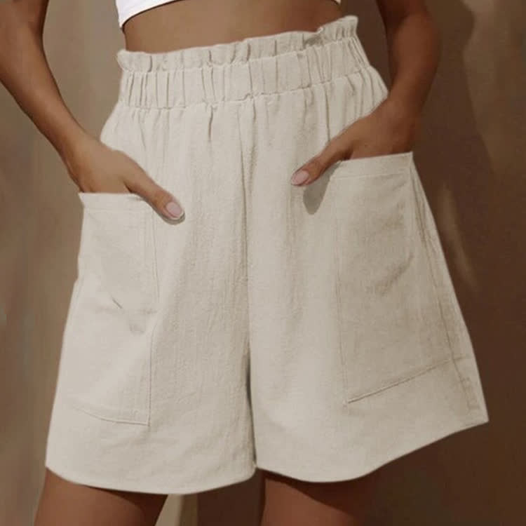 Cozy Solid Large Pocket Short Pants  - Beige - 3XL - image 1