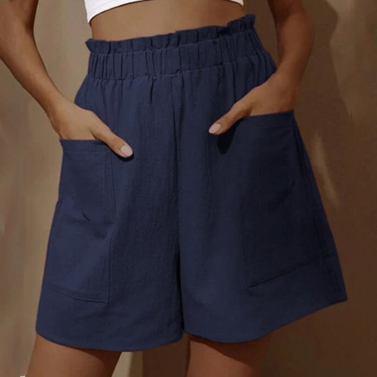 Cozy Solid Large Pocket Short Pants  - Blue - 3XL - image 4