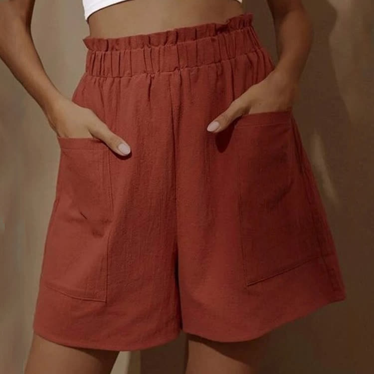 Cozy Solid Large Pocket Short Pants  - Orange - 3XL - image 3