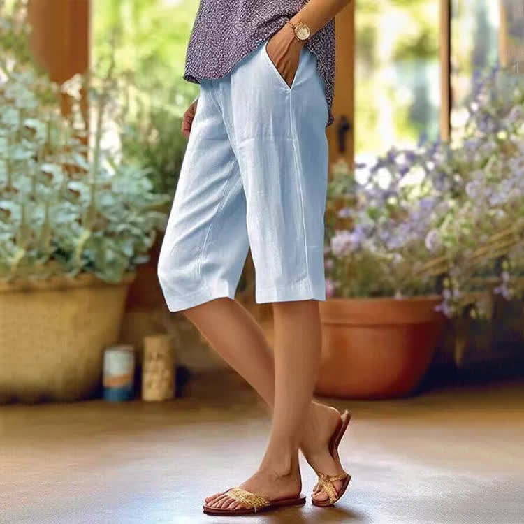 Cozy Solid Pocket Mid Short Pants  - Sky Blue - 2XL - image 2