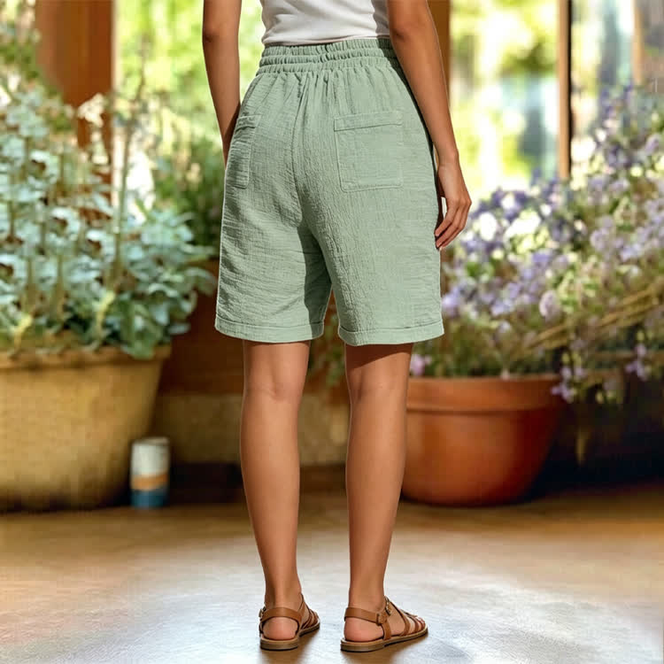Elegant Solid Cozy Texture Casual Pocket Capri Mid Pants  - image 2