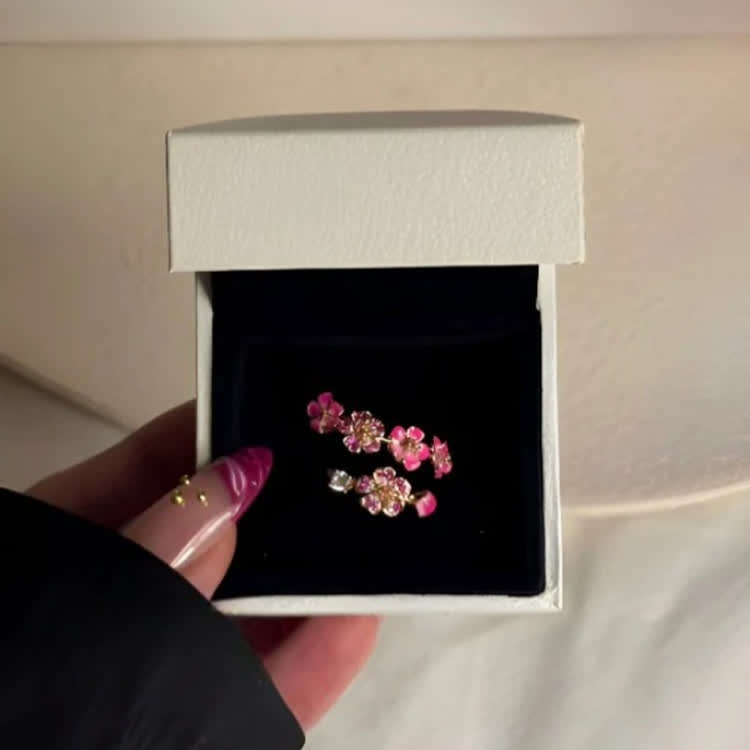 Romantic Bud Peach Blossom White Copper Ring - image 9