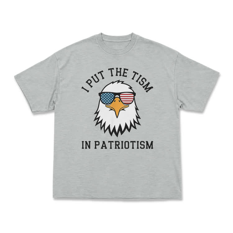 Casual I Put the Tism in Patriotism Eagle Graphic T-Shirt - Grey - US16-18(2XL) - image 3