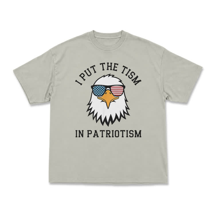 Casual I Put the Tism in Patriotism Eagle Graphic T-Shirt - Warm Grey - US16-18(2XL) - image 4