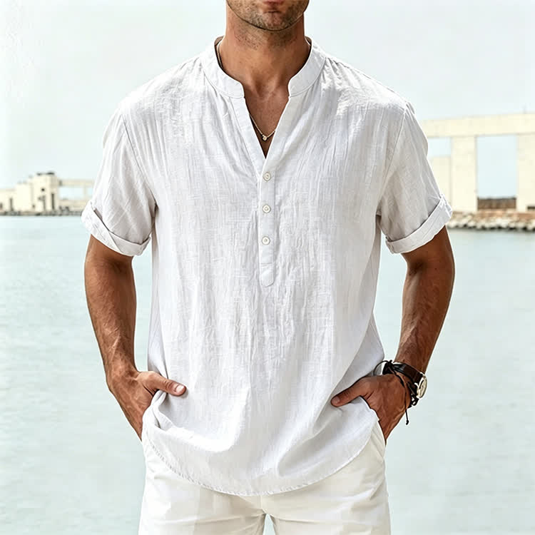 Cozy Fit Solid Short-sleeve Henley Shirt - image 15
