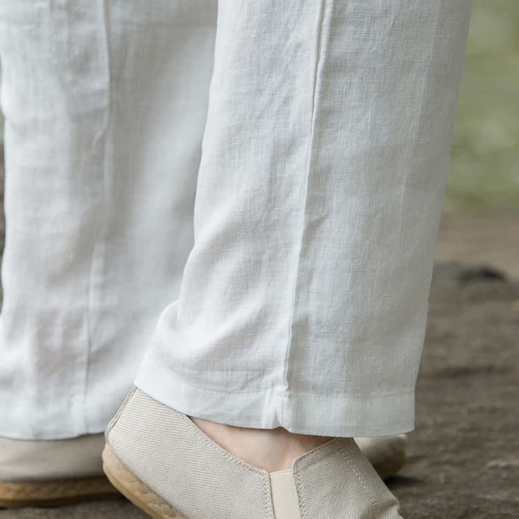 Solid Drawstring Tie Back Pocket Straight Leg Trousers - image 12