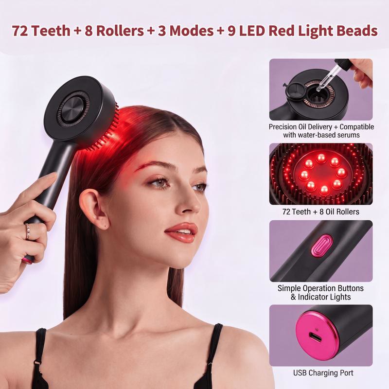630nm Red Light Silicone Comb Scalp Massager for Hair Growth  - image 1