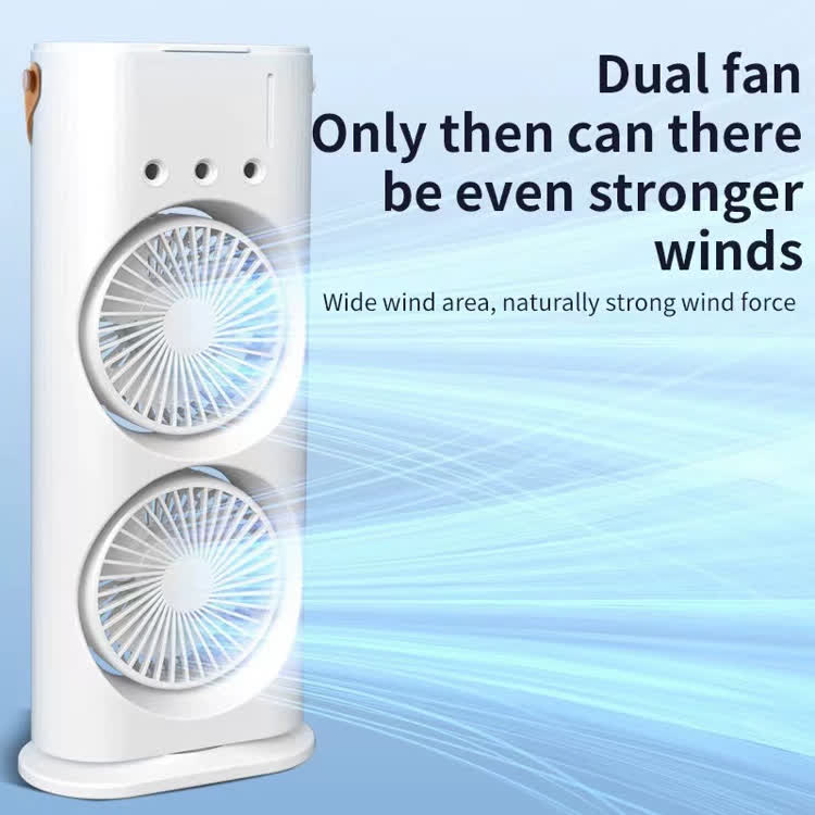 Powerful Dual-head Oscillating Desk Fan With Cooling Mist (3-hole Spray) - USB - image 8