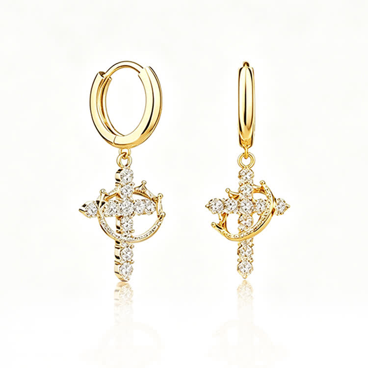 Faith Zircon Crown & Cross Earring - image 3