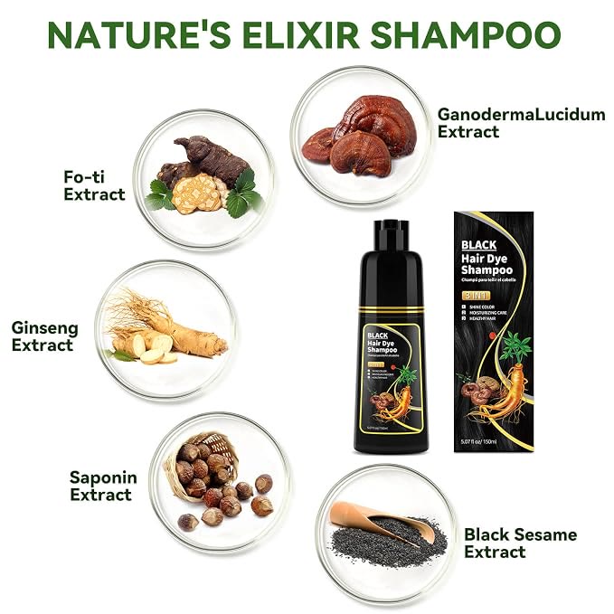 Black Hair Dye Shampoo - Natural Nutrition for Gray Hair Coverage - image 3