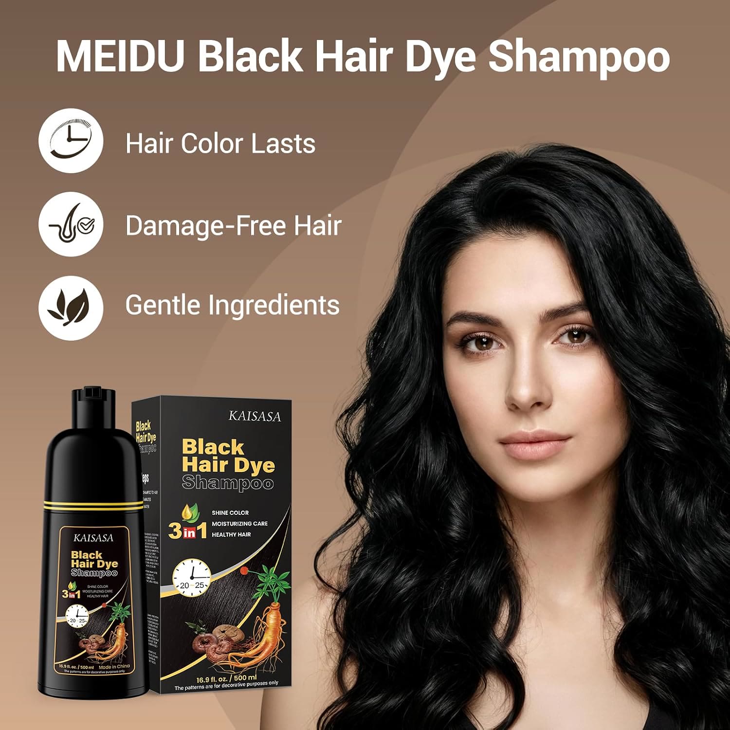 Black Hair Dye Shampoo - Natural Nutrition for Gray Hair Coverage - image 2