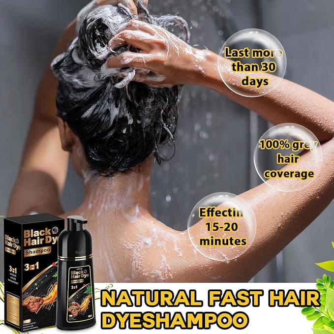 Black Hair Dye Shampoo - Natural Nutrition for Gray Hair Coverage - image 1