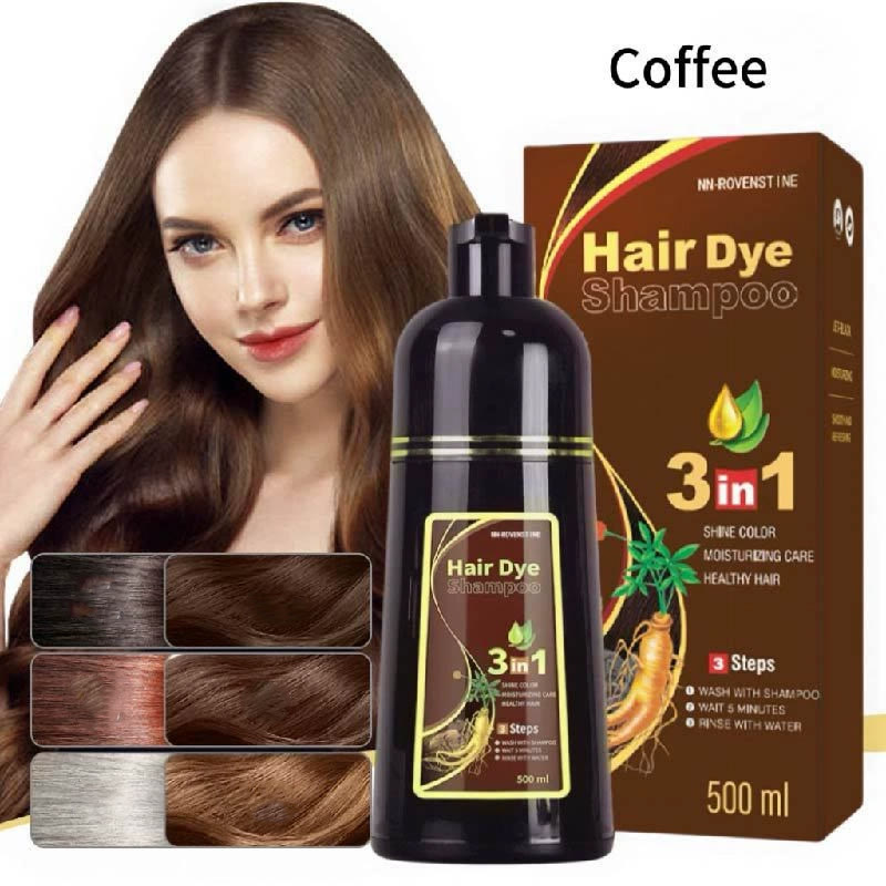 Black Hair Dye Shampoo - Natural Nutrition for Gray Hair Coverage - coffee - 3PCS - image 11
