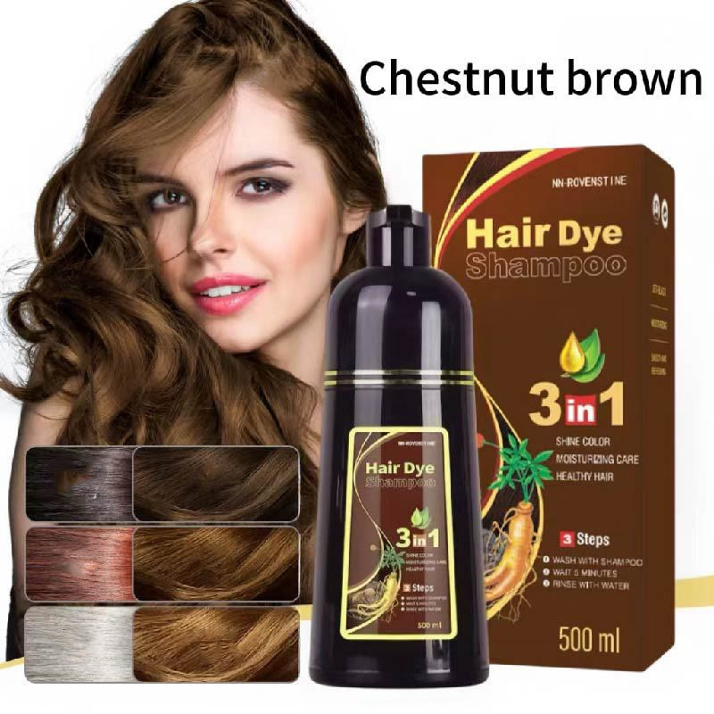 Black Hair Dye Shampoo - Natural Nutrition for Gray Hair Coverage - CHESTNUT-BROWN - 3PCS - image 12