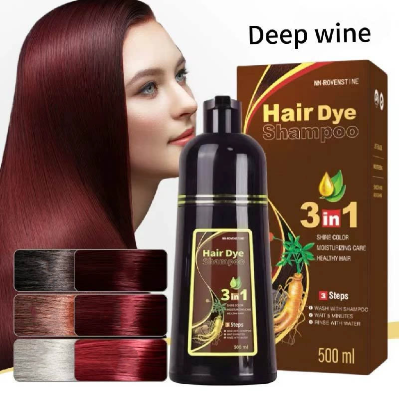 Black Hair Dye Shampoo - Natural Nutrition for Gray Hair Coverage - DARK-RED-WINE - 3PCS - image 13
