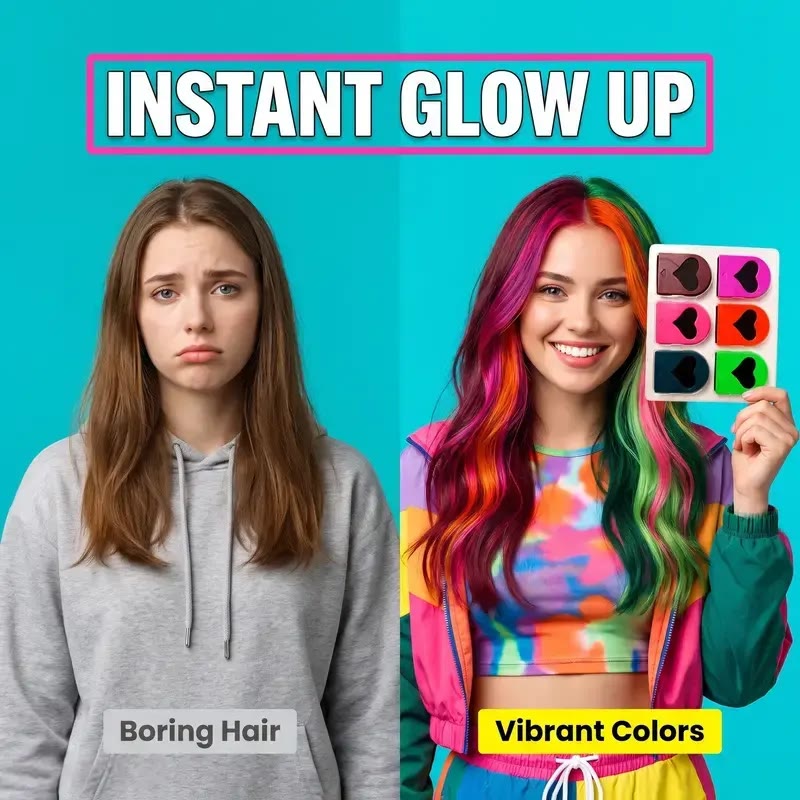 12 Colors Temporary Hair Chalk Set, Washable Hair Color Powder for Hair, - image 2
