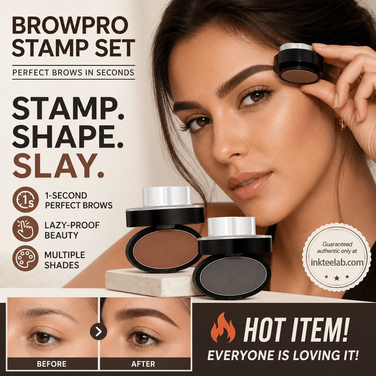 One Step Eyebrow Stamp Makeup Kit, Waterproof Smudge-Proof Eyebrow Define Powder with Brow Stencils, Fast Daily Eyebrow Shaper - image 8