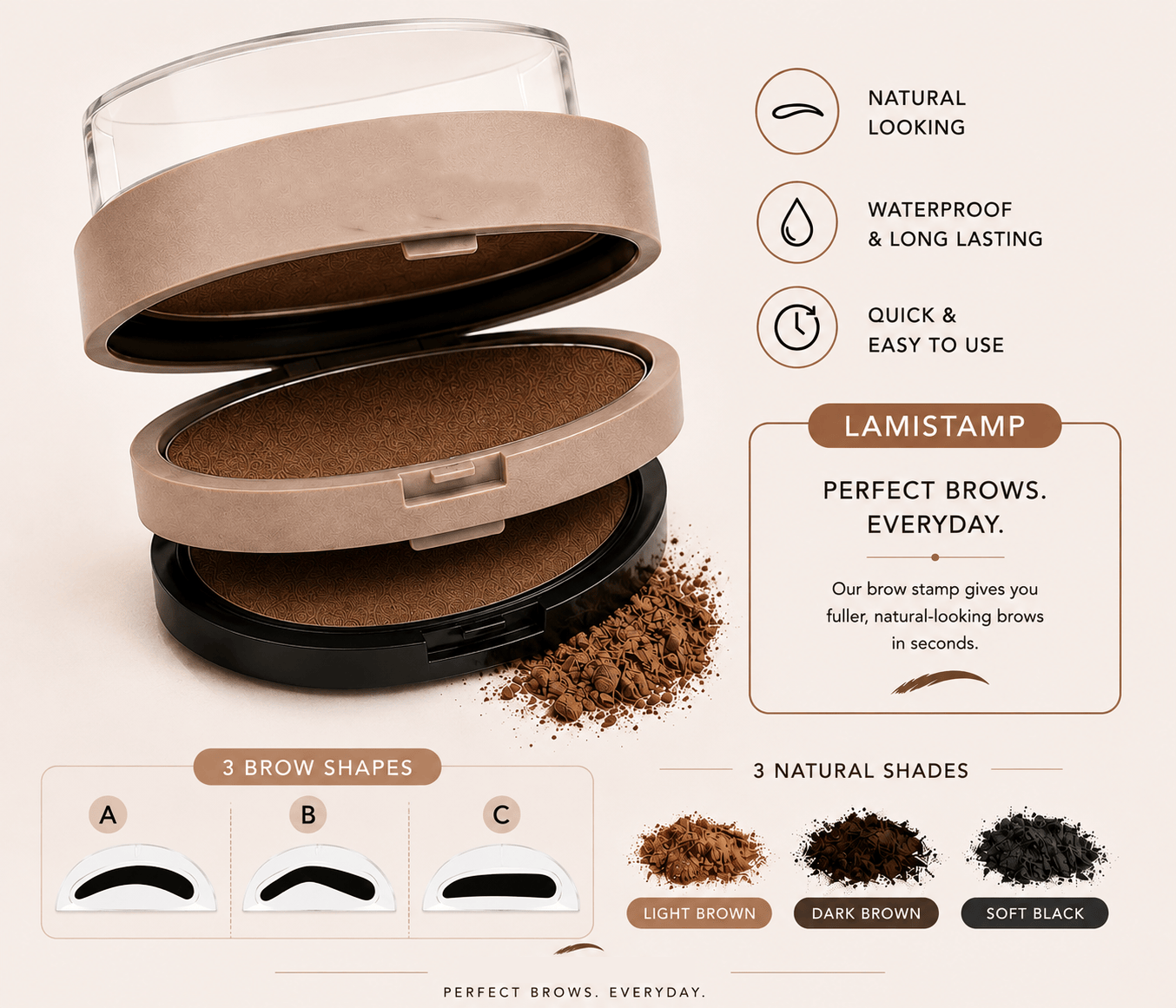 One Step Eyebrow Stamp Makeup Kit, Waterproof Smudge-Proof Eyebrow Define Powder with Brow Stencils, Fast Daily Eyebrow Shaper - image 9