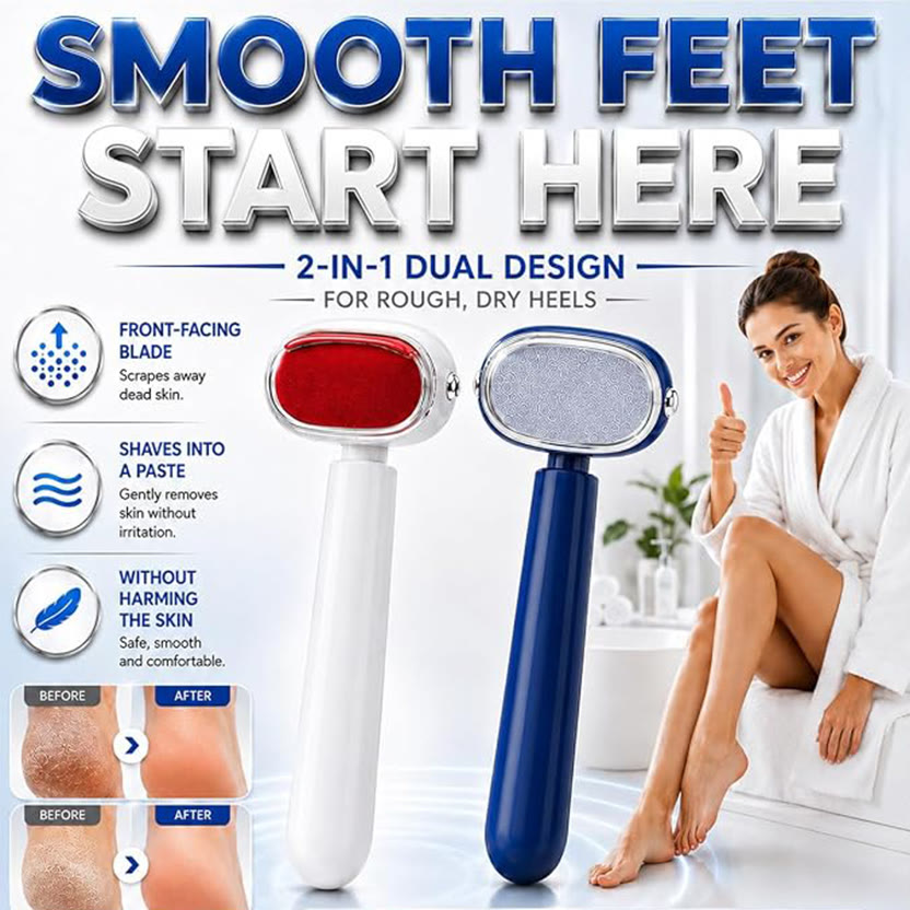 Dual‑Sided Foot Callus Remover Safe Heels Exfoliator Pedicure Tool for Thick Hard Cracked Skin - Red+Blue 2 PCS - image 2