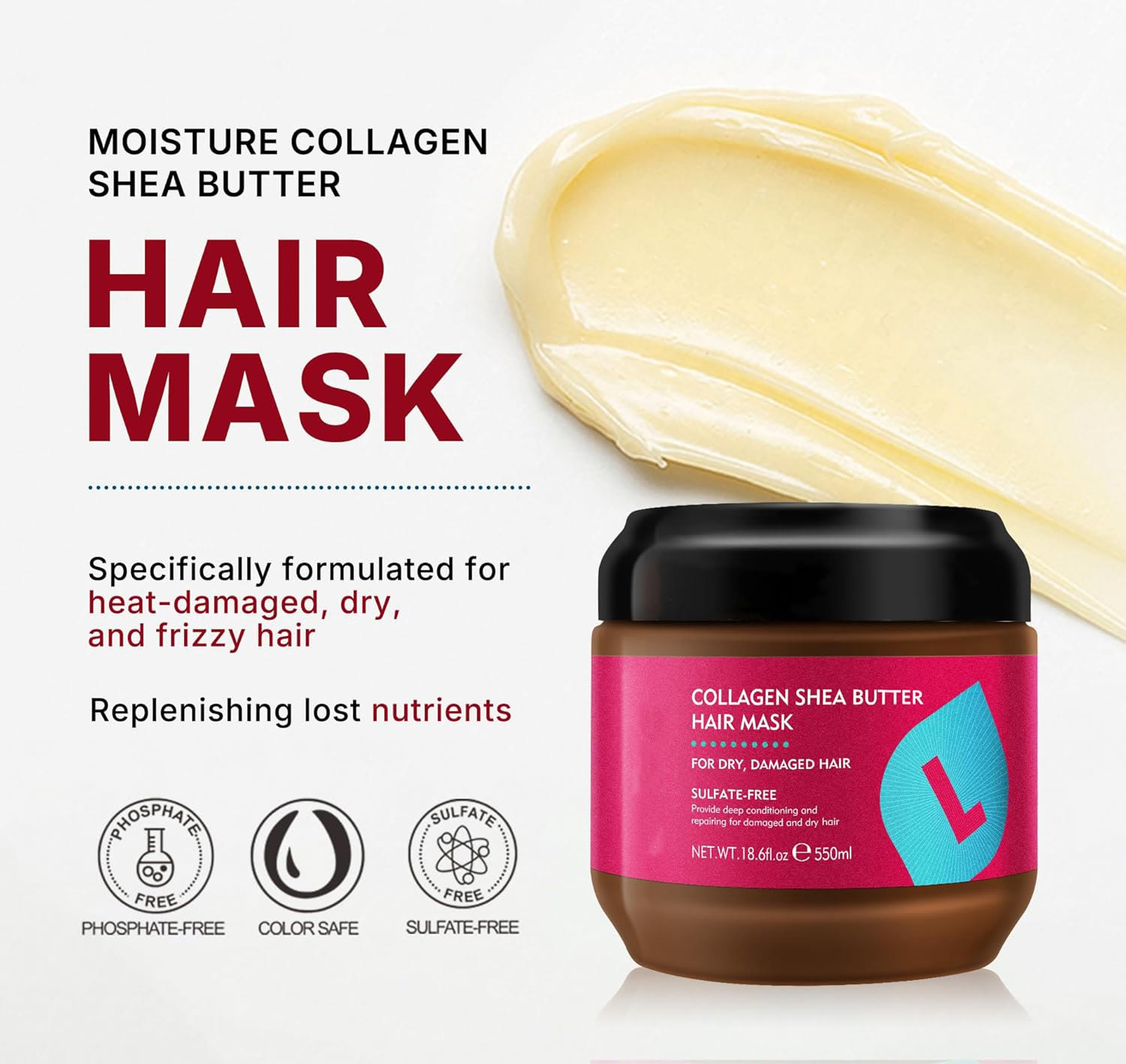 Collagen Shea Butter Hair Mask Deep Repair Conditioning  - image 5